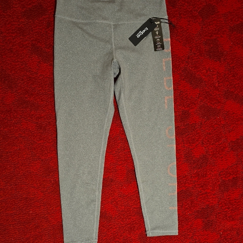 Bebe Sport Gray High-Waisted Leggings
